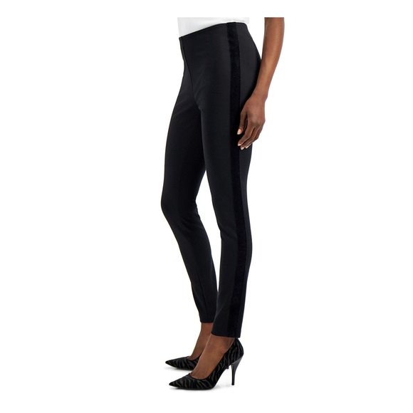 International Concepts INC Womens Black Velvet-Trim Skinny